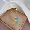 Women's Fashion Jewelry Gold Cubic Zircon Blue Hummingbird Pendant Necklace