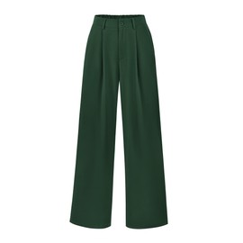 PRETTYGARDEN Wide Leg Pants for Women Trendy 2025 Fall High Waisted Business Casual Outfits Work Pant Trousers (Dark Green,Small)