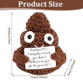 LINXINS Funny Positive Poo Mini Wool Knitting Doll with Positivity Card, Cute Novelty Positive Poo Positive Gifts Soft Good Luck Gifts for Women Kids Students Boys Girls for Birthday Home Office Party