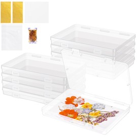 AmazingSpark 218 Pcs 8 Set Dried Flower Storage Kit with 8 Storage Boxes, 100 Blotting Paper, 100 Self Adhesive Bag, 2 Letter Sticker 8 Desiccant Pressing Flower Preservation to Keep Color and Dry