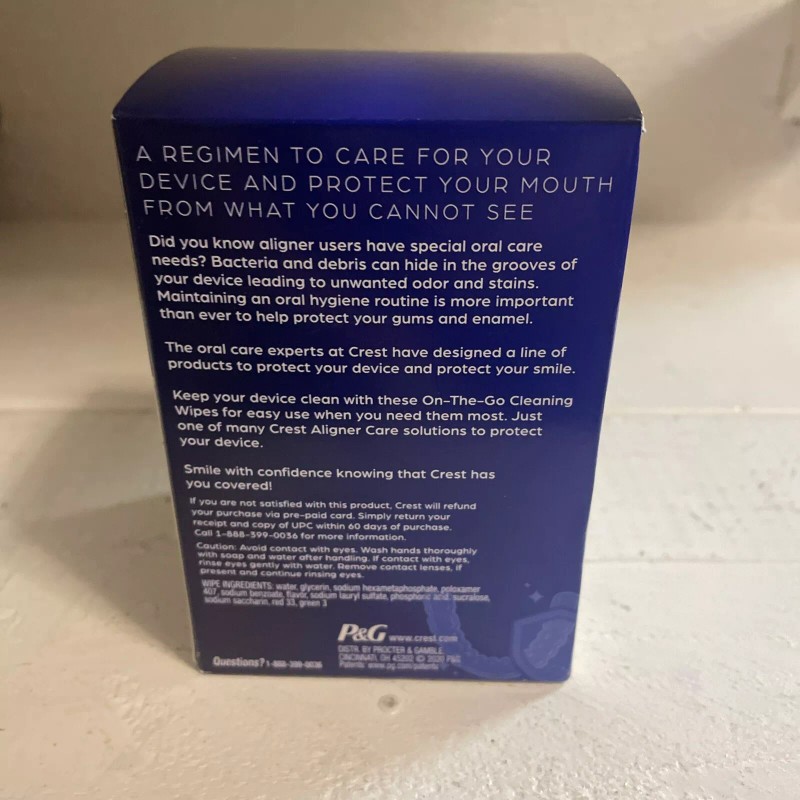 Crest Aligner Care Cleaning Wipes. Used for Aligners, Retainers, &