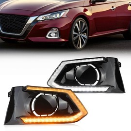 PGTOPONE Switchback White/Amber LED Front Bumper Fog Light DRL Amber Sequential Turn Signal Feature Compatible with Nissan Altima 2019-2022 Replacement Front Bumper Trim