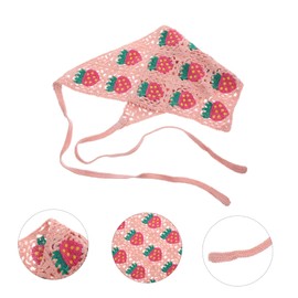 IWOWHERO Crochet Hair Scarf Strawberry Design Lightweight Triangle Headband for Women and Girls Hair Accessory for Daily Wear Parties and Photos