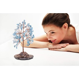 MINA HEAL Crystal Gemstone Money Tree for Chakra Healing Feng Shui Good Luck, Wealth and Prosperity
