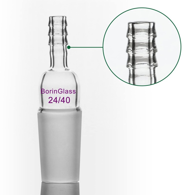 BorinGlass Glass Straight Inlet Adapter with 24/40 Joint and 10