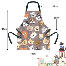 FUKPO Kochschürze Kinder, Verstellbar Kinderschürze Mädchen Jungen Küchenschürze Backschürze mit Taschen, Abwaschbar Schürze Kinder 3 Jahre 4 Jahre 5 Jahre Malen Basteln Schule Garten(Hund)