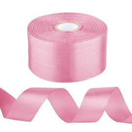 1-1/2 inch Pink Ribbon for Gift Wrapping, Satin Fabric Ribbon for Crafts, Christmas Tree, Valentines, Bows Bouquet, Floral, Hair Birthday Decoration 25 Yards
