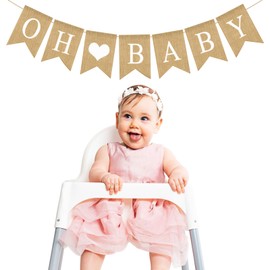 Baby Shower Banner, Welcome Baby Signs Baby Shower Decorations, Oh Baby Sign for Burlap Baby Shower Decorations Elegant Baby Announcement Sign for Boy and Girl