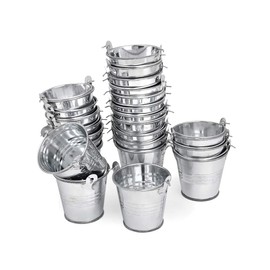 SCSpecial Small Metal Buckets 24 Pieces Mini Buckets with Handles 2.2 Inches Small Buckets for Party Favors or Garden Decoration