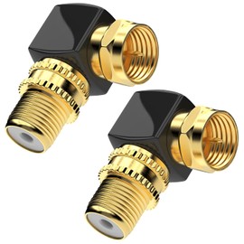 RedStar24 Satellite F-Connector Angle Adapter 90° Solid for Coaxial Cable F-Angle Connector Angle Adapter F-Adapter Angled Satellite Cable Antenna Cable Coupling Gold-Plated - Pack of 2