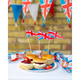 Talking Tables - Royal Union Jack Food Flag and Labels - Ideal for Street Parties, Garden BBQs, Coronation and Afternoon Teas - 12 pack
