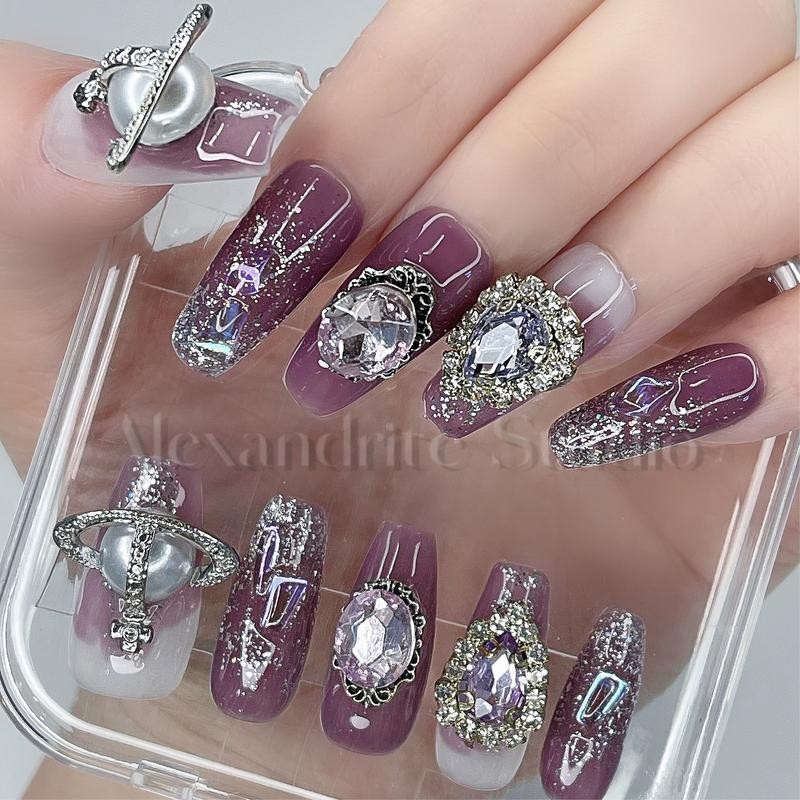 Alexandrite Studio Press On Nails --- Amethyst Elegance - Size: