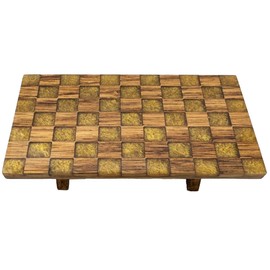 Melody Jane Dolls House Checkered Table Solid Oak Bespoke Gold Resin Dining Room Furniture