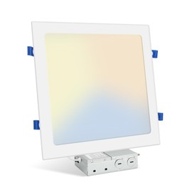 HONZIN 1 Pack 12 Inch Square Recessed Lighting, 5CCT Ultra-Thin LED Downlight, 2700K/3000K/3500K/4000K/5000K Selectable, Dimmable, 24W, IC Rated Canless Ceiling Lights with Junction Box, White Trim