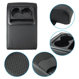 CARBBIA Memory Foam Car Armrest Cushion with Cup Holder Fits Most Center Console Size 13.77” x 8.07” x 2.95” Equipped with Strap, Black