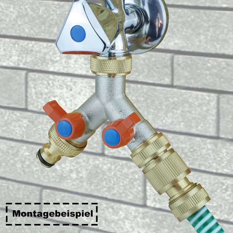 Y-splitter, 2-way with Shut-Off Valves, Two Inlet Hose Connector, 2