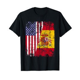 SPANISH ROOTS | Half American Flag | USA SPAIN FLAG T-Shirt