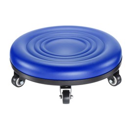 PATIKIL Low Roller Seat Wheel Stool Chair PU Leather Rolling Stool Seats Short Low Rolling Stool Universal Wheel Stool for Home Office Fitness Round Roller Seat Stool (Blue)