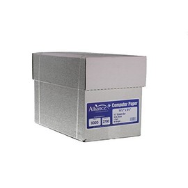 Alliance Continuous Computer Paper 14-7/8" x 8"-1/2" with 1/2" Green Bar 1-Part 92 Bright 20lb 2700 Sheets per Carton (9303)