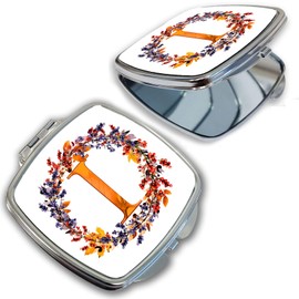 BRGiftShop Beautiful Autumn Wreath Monogram Letter I Compact Pocket Cosmetic Mirror