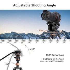 Cayer CF2451 Video Tripod 75 inches Carbon Fiber Tripod Leg with Fluid Drag Head, 4-Section Compact DSLR Tripod Convertible to Monopod for DSLR Camera, Video Camcorder
