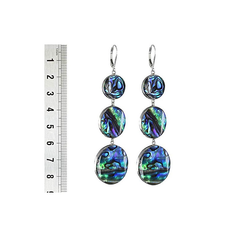 I-be, Paua Shell Abalone Earrings 3 Circles 925 Silver 398201x3