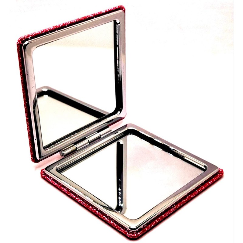 mpowtech Square Pink Compact Mirror for Women,Small Magnifying Travel Mirror