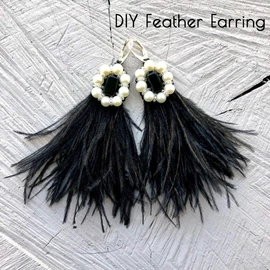 AWAYTR Ostrich Feather Trim Fringe - Satin Ribbon Dress Sewing Crafts Costumes Decoration Pack of 10 Yards (Black)