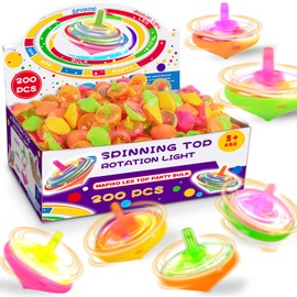 200 Pcs Light Up Spinning Tops for Kid 4 Color, Bulk LED Flashing Spinning Top Toys for Birthday Party Favor, Return Gift, Classroom Prize, and Fun Fidget Toy, Glow Goodie Bags Stuffer for Girl boy