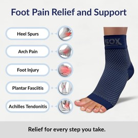 SB SOX Calcetines de compresión para fascitis plantar para mujeres y hombres (1 par), los mejores calcetines de tobillo para alivio de la fascitis plantar, soporte de arco y dolor de pies/talón para uso diario (azul marino, L)