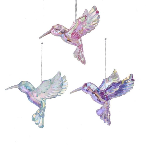 Kurt Adler 3.5-inch Iridescent Hummingbird Ornaments Set of 3 Assorted