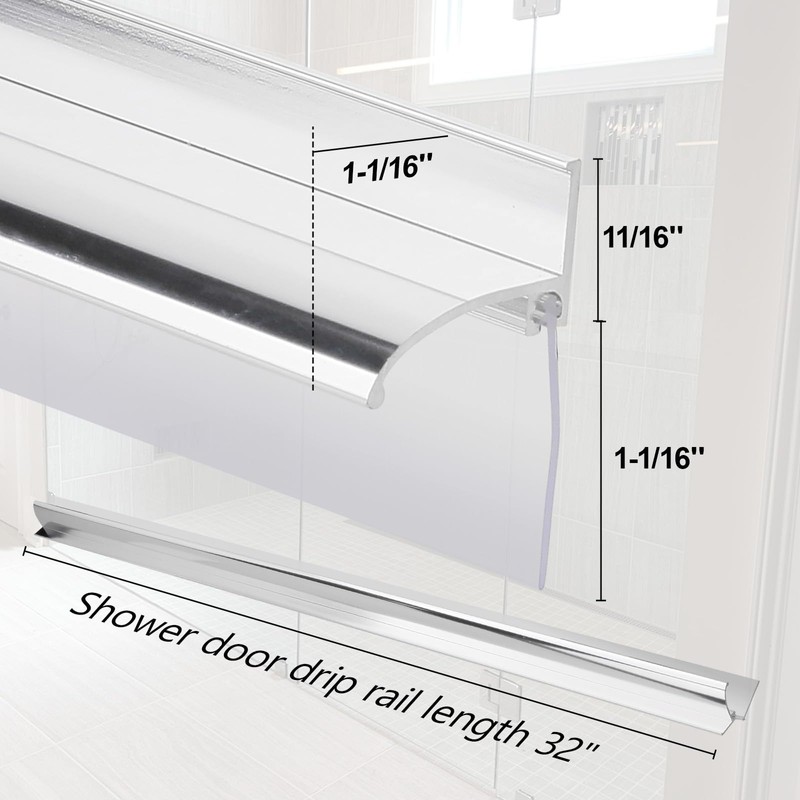 32" Shower Door Bottom Deflector for Chrome Framed Shower Door