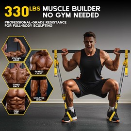 Pilates Bar, Pilates Bar Kit with Resistance Bands Heavy Duty, Home Gym Professional Pilates Workout Equipment for Men, for Legs, Hip, Waist Back, Arm, Abs, Chest, Shoulders Muscle Strength Training