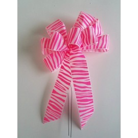 Dogwood Farm Market Small 5-6" Hand Made Hot Pink & White Bow -  Indoor Wreath Spring Bow