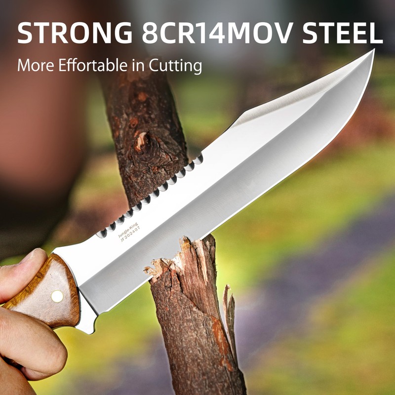 NedFoss 13.5" Machete Knife with Leather Sheath, Strong 8Cr14Mov Steel