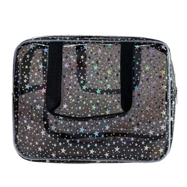 TotePrint Star Pattern PVC Waterproof Handbag Makeup Bag for Makeup Care Products Included 11.8 x 5.12 x 8.26 Inches, black