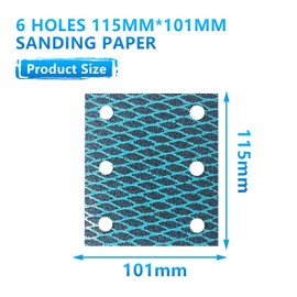 GZKTY Pack of 60 Sandpaper 115 x 101 mm Velcro - 6 Hole Hole Punch - Grit 80 - Sandpaper for BO4555 B04555 Orbital Sander Belt Sander