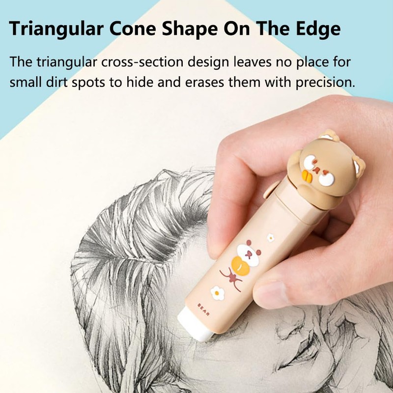 Cute Pencil Eraser with Replacement Eraser Cores Cartoon Retractable Eraser