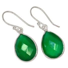 Faceted Green Onyx 925 Sterling Silver Earrings Jewelry ALLE-18534