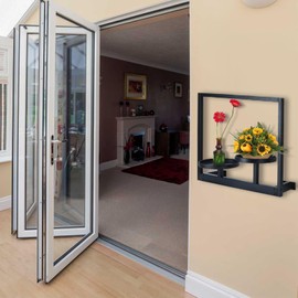 Picture Frame Plant Wall Shelf，Black Metal Wall Plant Holder Window Wall Plant Shelves Hanging Planters for Indoor Plants Plant Hanger Modern Style Outdoor Wall Mounted Plant Shelf (2 pots 1 pcs)