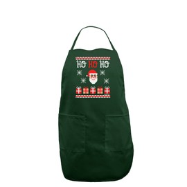 TooLoud Ho Ho Ho Ugly Christmas Sweater Dark Adult Apron - Hunter - One-Size
