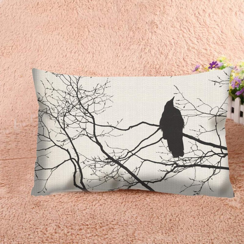 Nicokee Throw Pillow Cover Gothic Raven On A Tree Branch