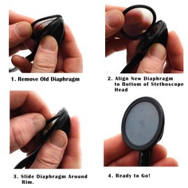 Adult + Pediatric Diaphragm Replacement - Fits Classic III (3) and Cardiology IV Stethoscopes + 2 Extra Ear Pieces, Compatible with Littmann and Other Stethoscopes