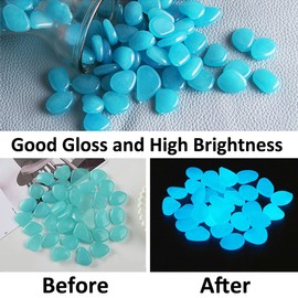 MOCNT Pack of 300 Luminous Stones Garden Glow in the Dark Pebbles Fluorescent Stones for Garden Aquarium Decoration Light Blue 17-13 mm