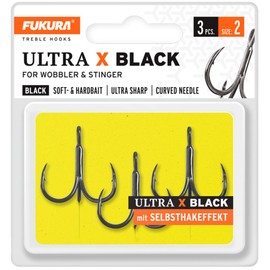 Fukura Ultra X Black Treble Hooks Size Pack of 2/3