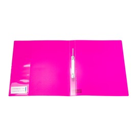 HERMA 19638 File Folder A4 Translucent Neon Pink Pack of 3 Plastic Folders with Labelling Label, Slip Pocket & Metal Stapling Tongue, Plastic File Folder Set for School and Office