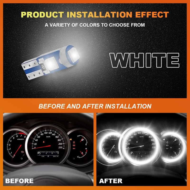HEVLE 12PCS T5 LED Bulb, led dash light bulbs, 3030