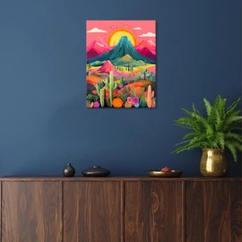 Rebotipy Desert Cactus Paint by Numbers Kit for Adults & Kids, 16x20 Inch Rainbow Mountain Abstract Style Art Craft Kit, Beginner Acrylic Painting Set with Canvas, Brushes, Colors