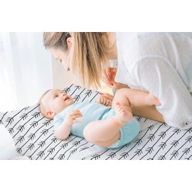 Kushies Baby 100% Breathable Cotton Flannel Contoured Changing Pad Cover with Slits for Safety Straps, 17" x 33" One Direction Black and White