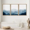 SIGNWIN Framed Canvas Print Wall Art Blue Watercolor Mountains in